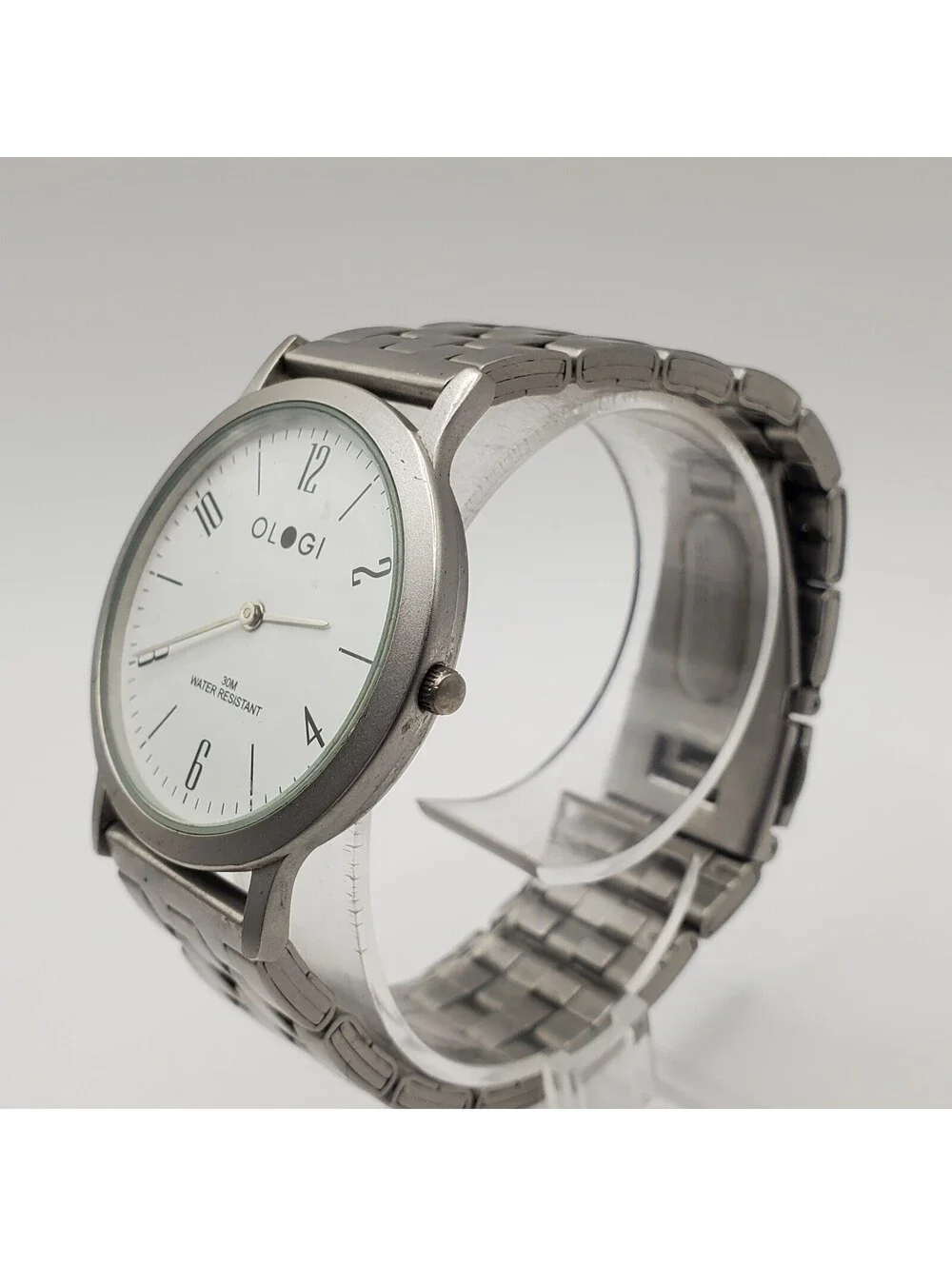 Ologi Quartz Watch 34mm Silver Tone White Dial New Battery